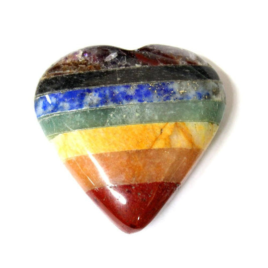 Crystal Seven Chakra Bonded Stone Heart for Metaphysical Use