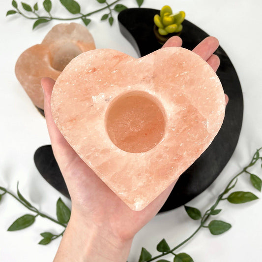 Crystal Himalayan Salt Orange Heart Candle Holder