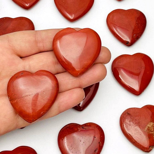 Crystal Red Jasper Heart Shaped Stone - (10BrownShelf-38): 1pc